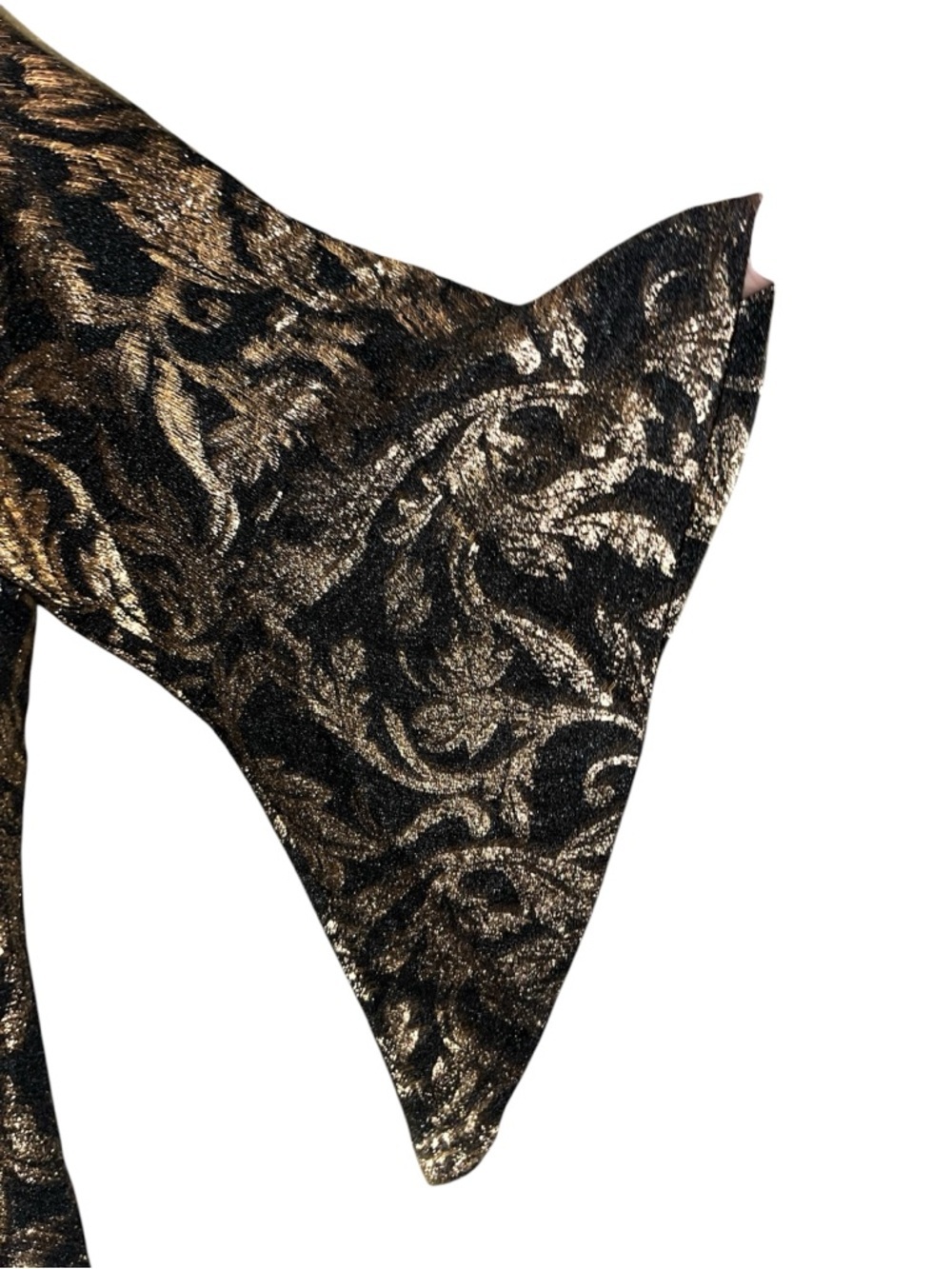 Origami XL Woven Metallic Floral-Pattern Top - Black & Gold - Picture 4 of 7